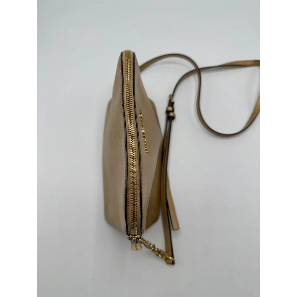 MICHAEL KORS Gold Saffiano Leather Dome Crossbody Bag Chain Strap AS IS